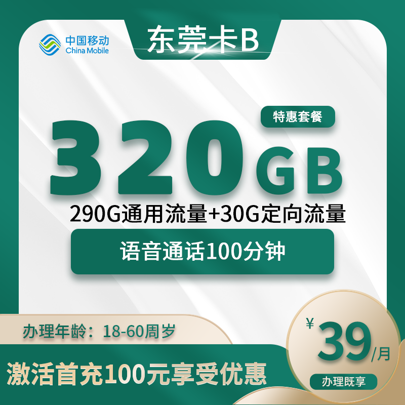 移动东莞卡B【仅发东莞】