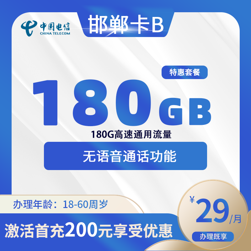电信邯郸卡B【仅发邯郸】